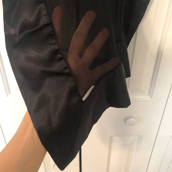 Black Sheer Scarf with Solid Satin Edges (Good Condition) Great For Formals - Picture 2 of 3